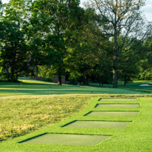 Driving range at Reston National Golf Course, showcasing practice facility.